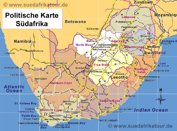 Sdafrika Political Map